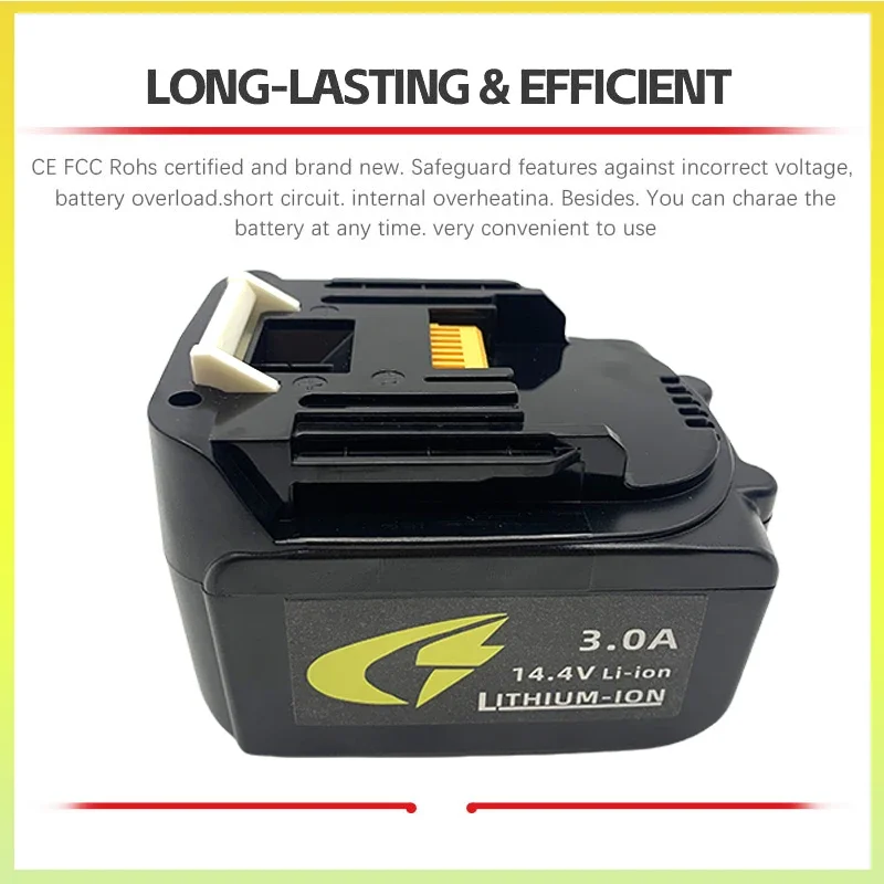 14.4V 3000mAh BL1430 BL1415 BL1440 196875-4 194558-0 195444-8 3.0Ah 14.4V For Makita rechargeable battery for LED indicator