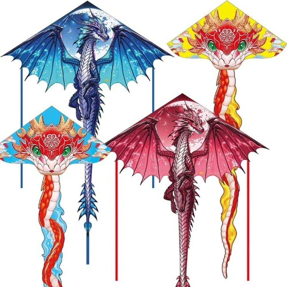 Air Snake Blue Dragon Kite Easy to Fly Good Flying Flying Dinosaur Kite with 100 Meter Kite Line Outdoor Flying Family Trips