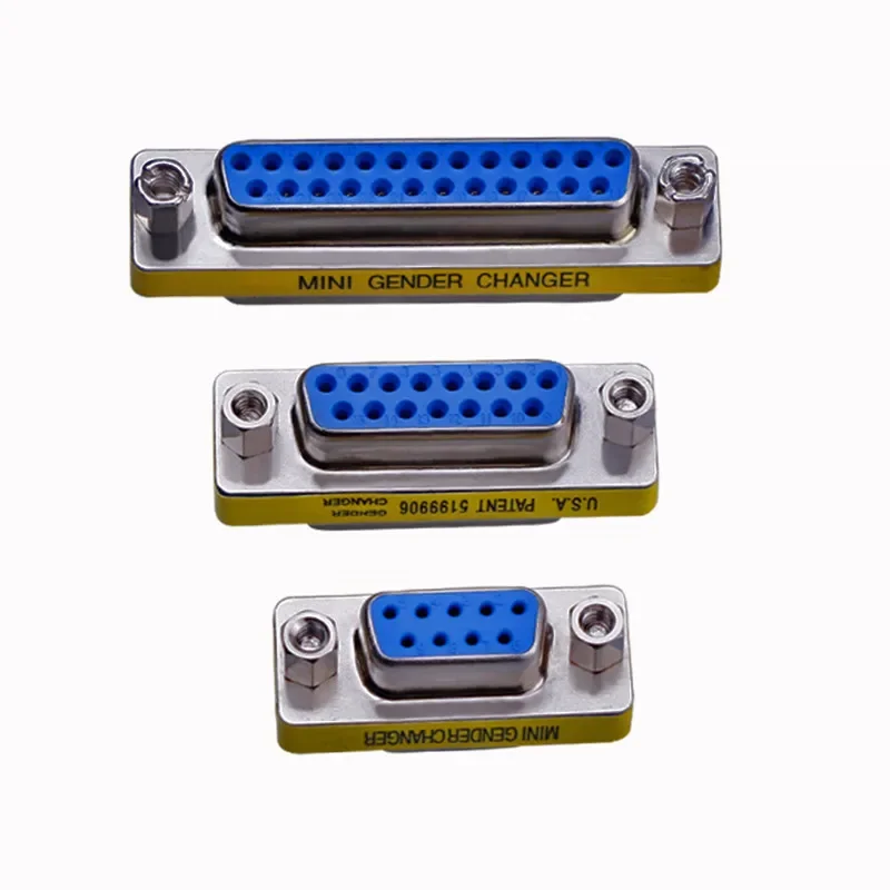 Mini zmieniający płeć Adapter DB9 DB15 DB25 RS232 Port szeregowy Com złącze żeńskie/męskie