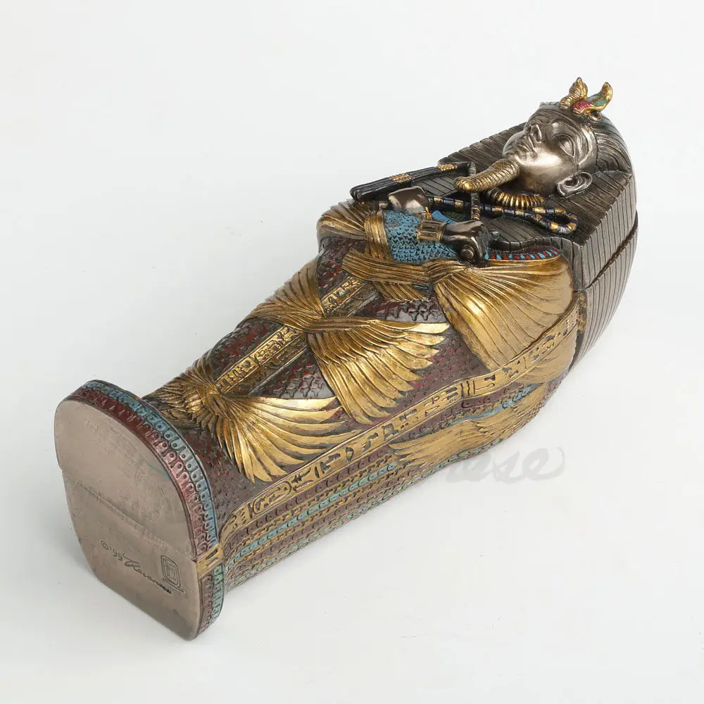 Ancient Egyptian King Tutankhamun Sarcophagus Resin Figurine Jewelry Box Mummy Coffin Home Decorative Storage Box Gift