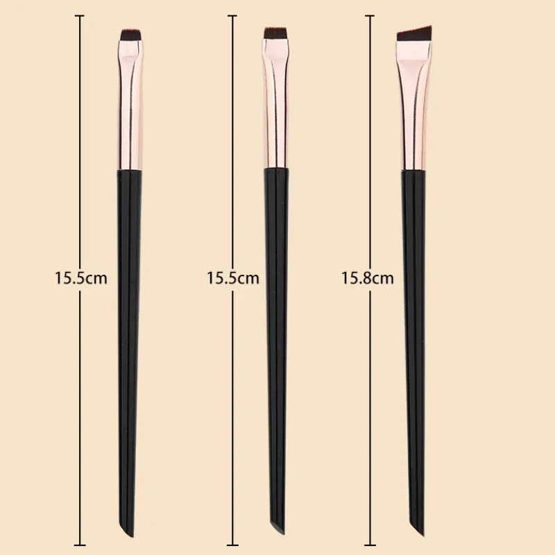 Pinceaux de maquillage pour eye-liner à lame ultra fine et plate, 3 pièces, tête oblique, ombre à barrage