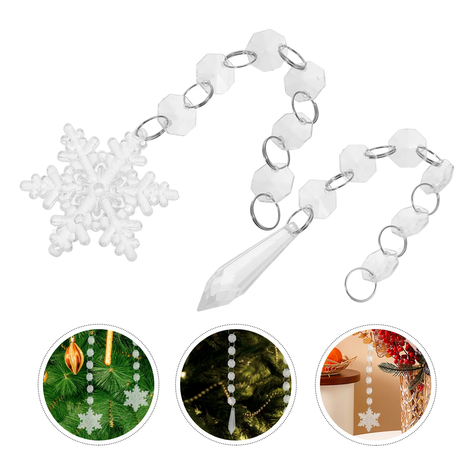 

12Pcs Christmas Snowflake Hanging Ornaments Acrylic Crystal Icicles Drops Decorative Christmas Tree Pendants Holiday Decorations