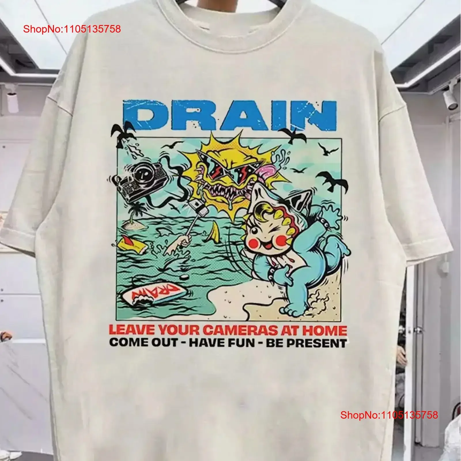 DRAIN Band On Tour In CALIFORNIA For Fan T Shirt S 5XL vintage Washed Versatile Slightly streetwear Soft designer clothes