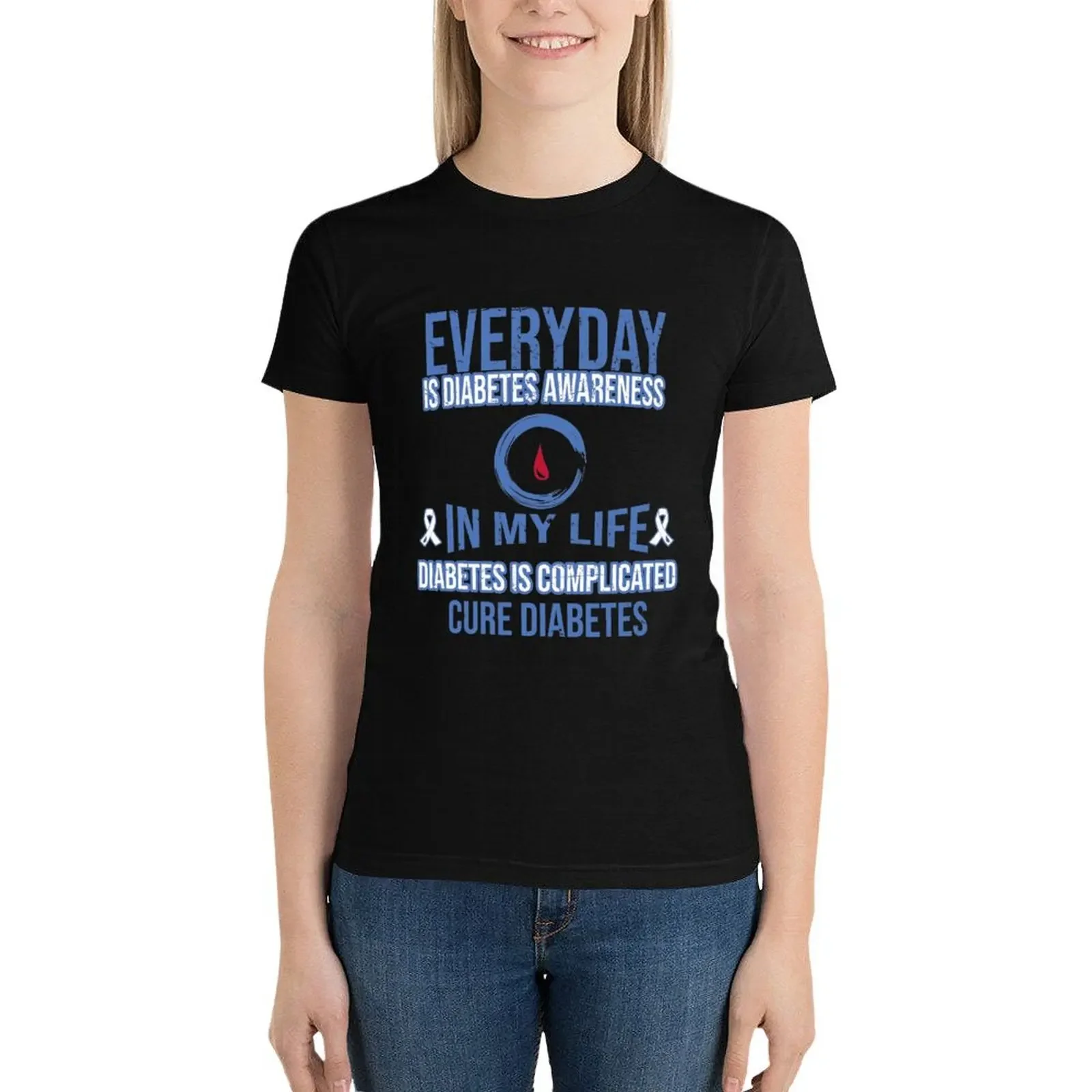 

Diabetes Awareness - Everyday is diabetes awareness in my life diabetes is complicated cure T-Shirt oversized Women's tops