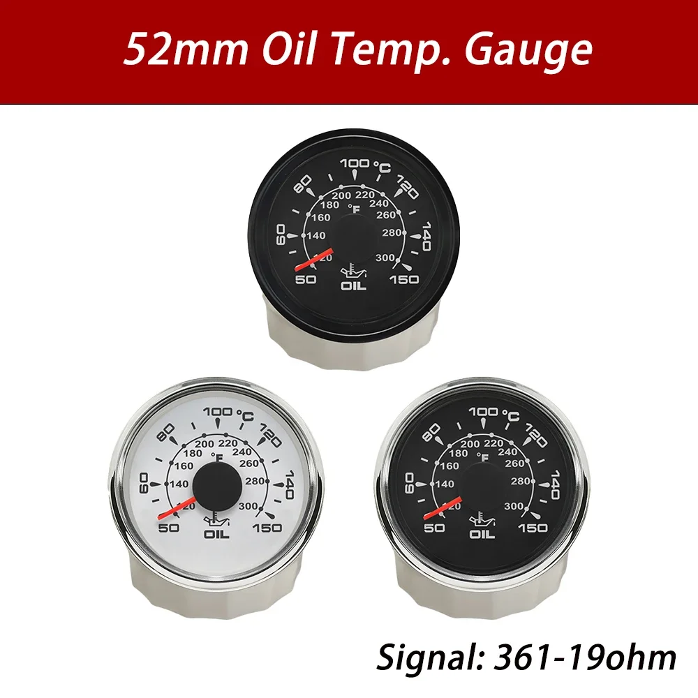 Marine 52mm Oil Temp Temperature Gauge Meter 50-150℃ Signal with 8 colors Backlight for Car Boat Yacht Universal 9-32V