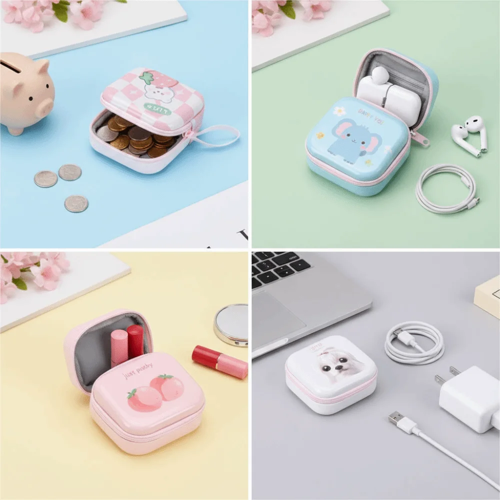 

Милый мультяшный принт, жестяная коробка для табака, кошка, собака, фрукты, сумка для наушников, органайзер для монет на молнии, мультяшный кошелек для монет, ежедневное использование