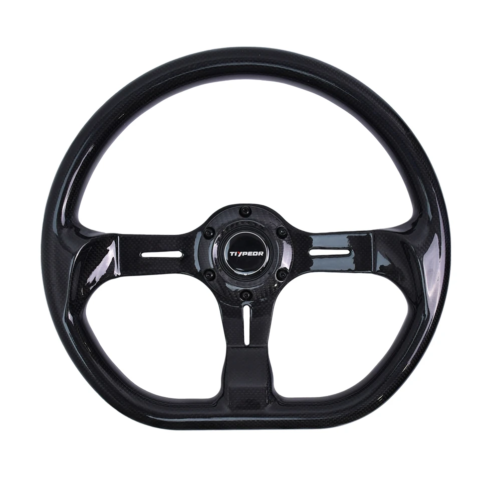 

Tiypeor D-Type True Carbon Fiber Pattern Classic Steering Wheel 350mm 6 Hole Black Retro Steering Wheel for Premium Racing