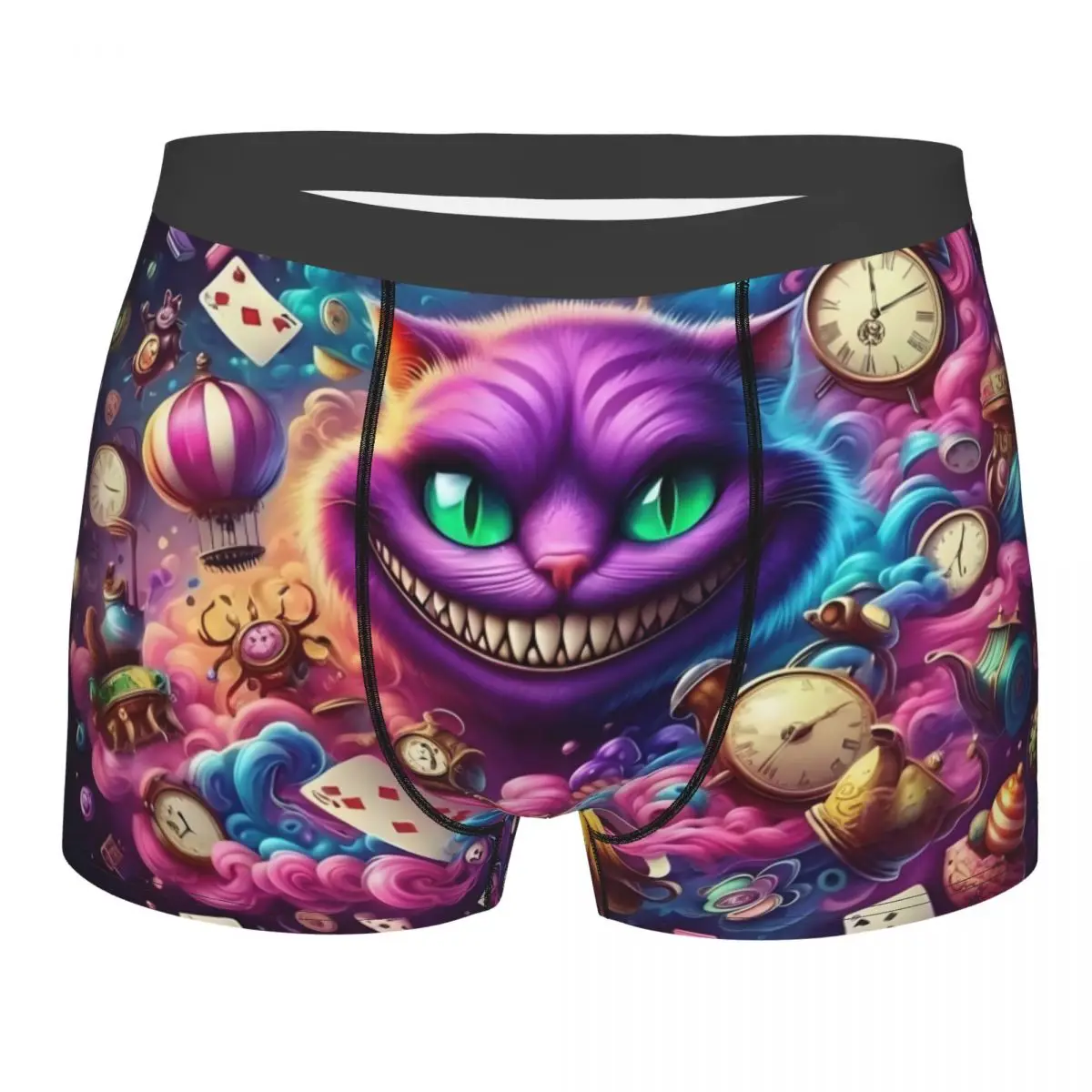 

Custom Male Novelty Alice In Wonderland Underwear Funny Cat Cheshires Boxer Briefs Soft Shorts Panties Underpants