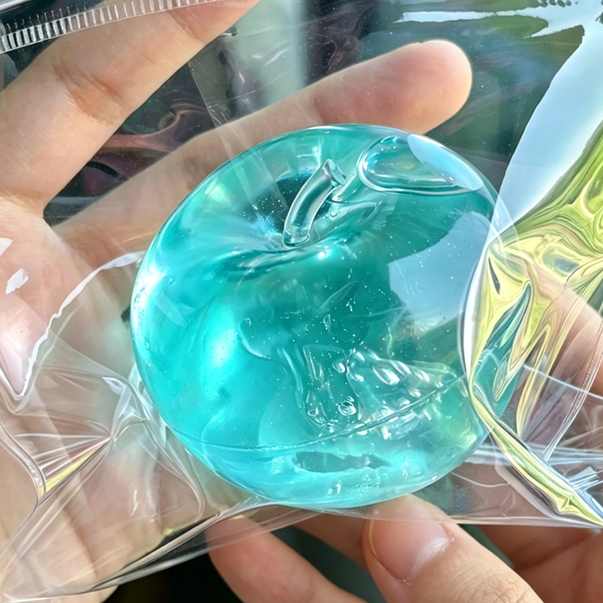 Squishy Green Apple Stress Ball Soft Fidget Sensory Toy for ADHD Autism Slow Rebound Squeeze Toy for Adults Kids Christmas Gift