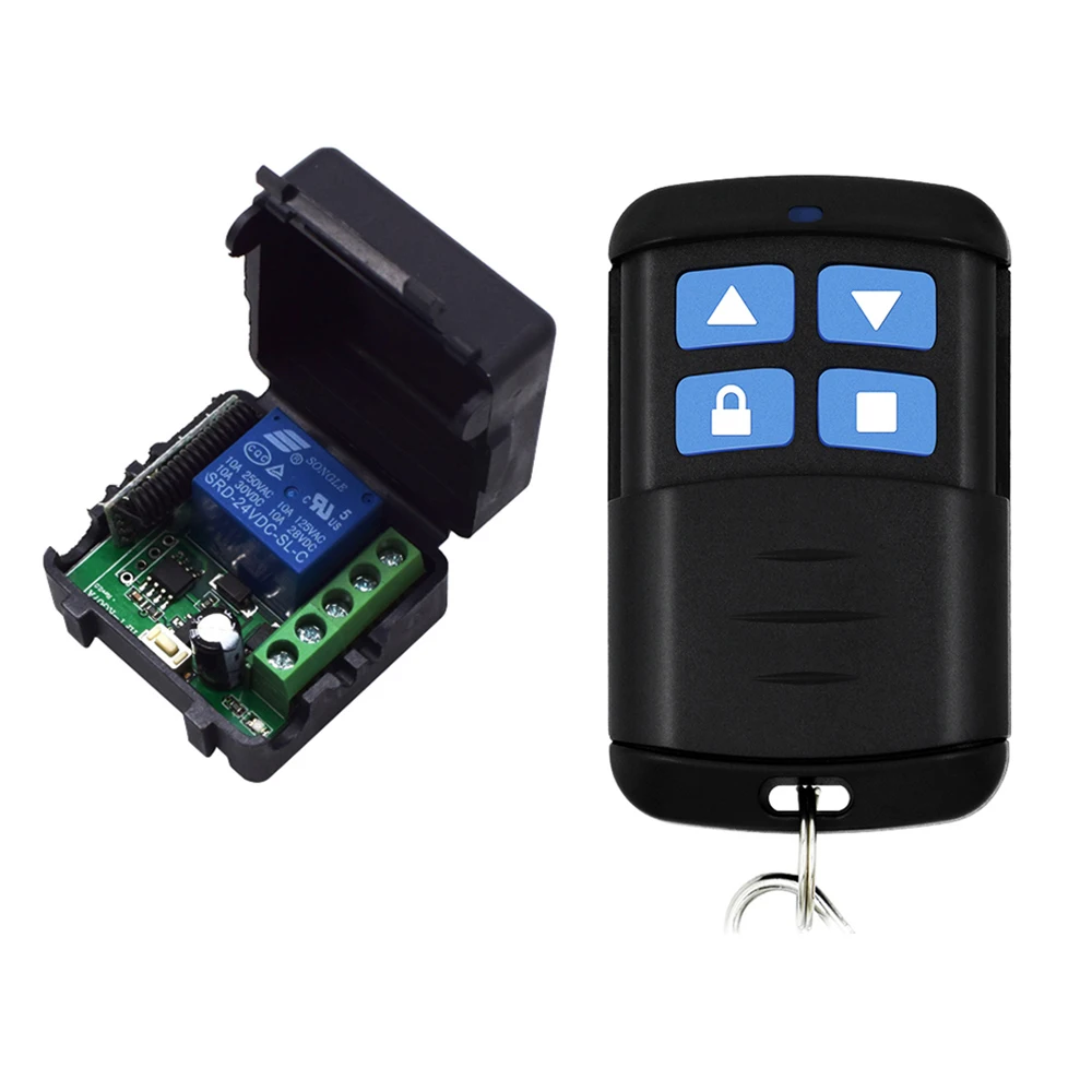 DC 12V 24V 10A 1 Channel RF 433MHz Wireless Remote Control Light Switch 10A Relay Output Radio Receiver Module + Transmiter