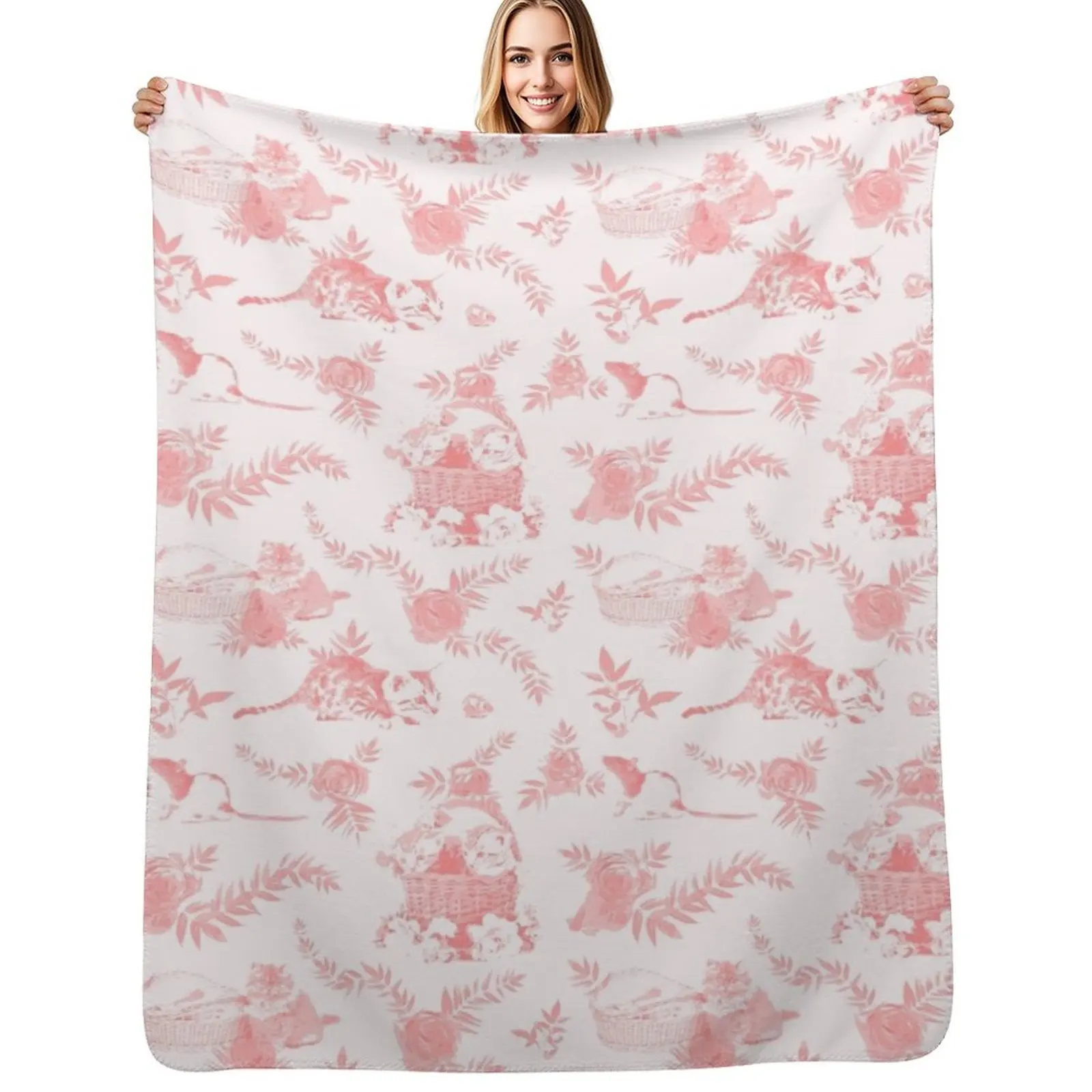 

Red Toile de Jouy Throw Blanket Plaid Custom Blankets For Sofas valentine gift ideas Blankets