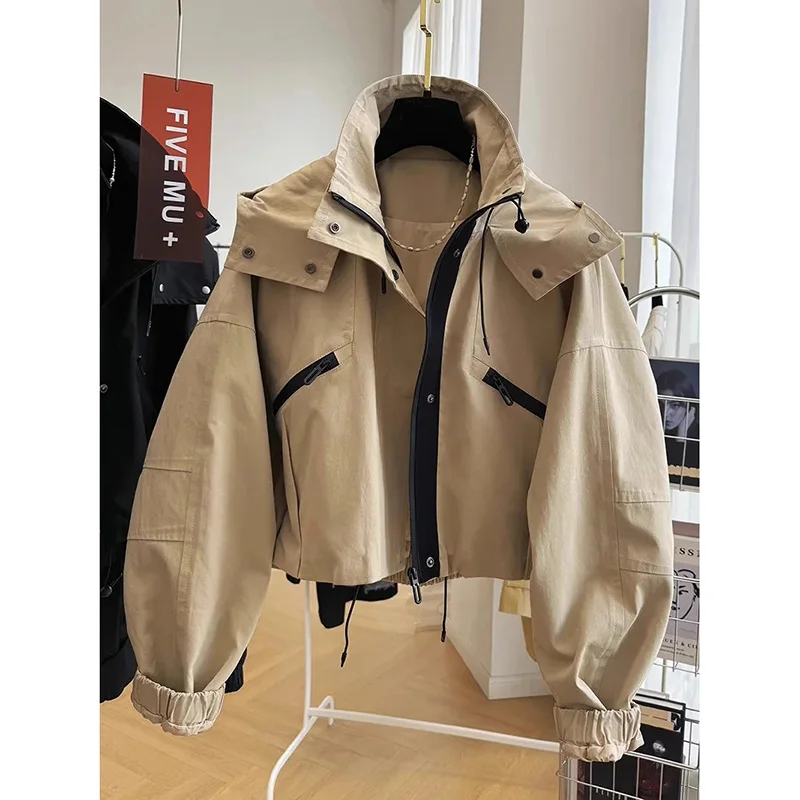 

Korean Style High-End FeelCasual Hooded Work Jacket For Women 2025 Autumn/Winter New Loose-Fit Top Trendy Jacket