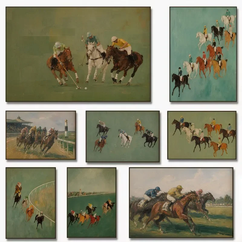Retro Sports Horse Riding Club Equestrian Horse Match Vintage Racing Poster Canvas Painting Wall Art Pictures Home Decor