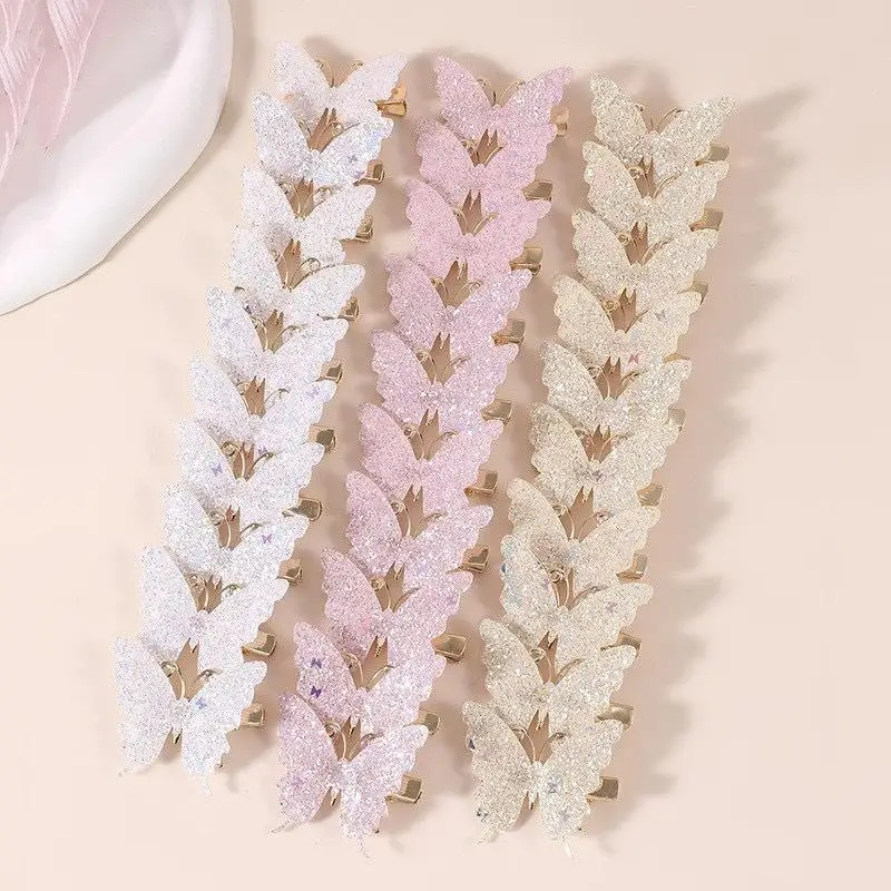 Glitzernde Schmetterlings-Haarspangen, rutschfestes Design, schön für kleine Mädchen, für den täglichen Gebrauch, Geburtstagsfeiern – Detail 7