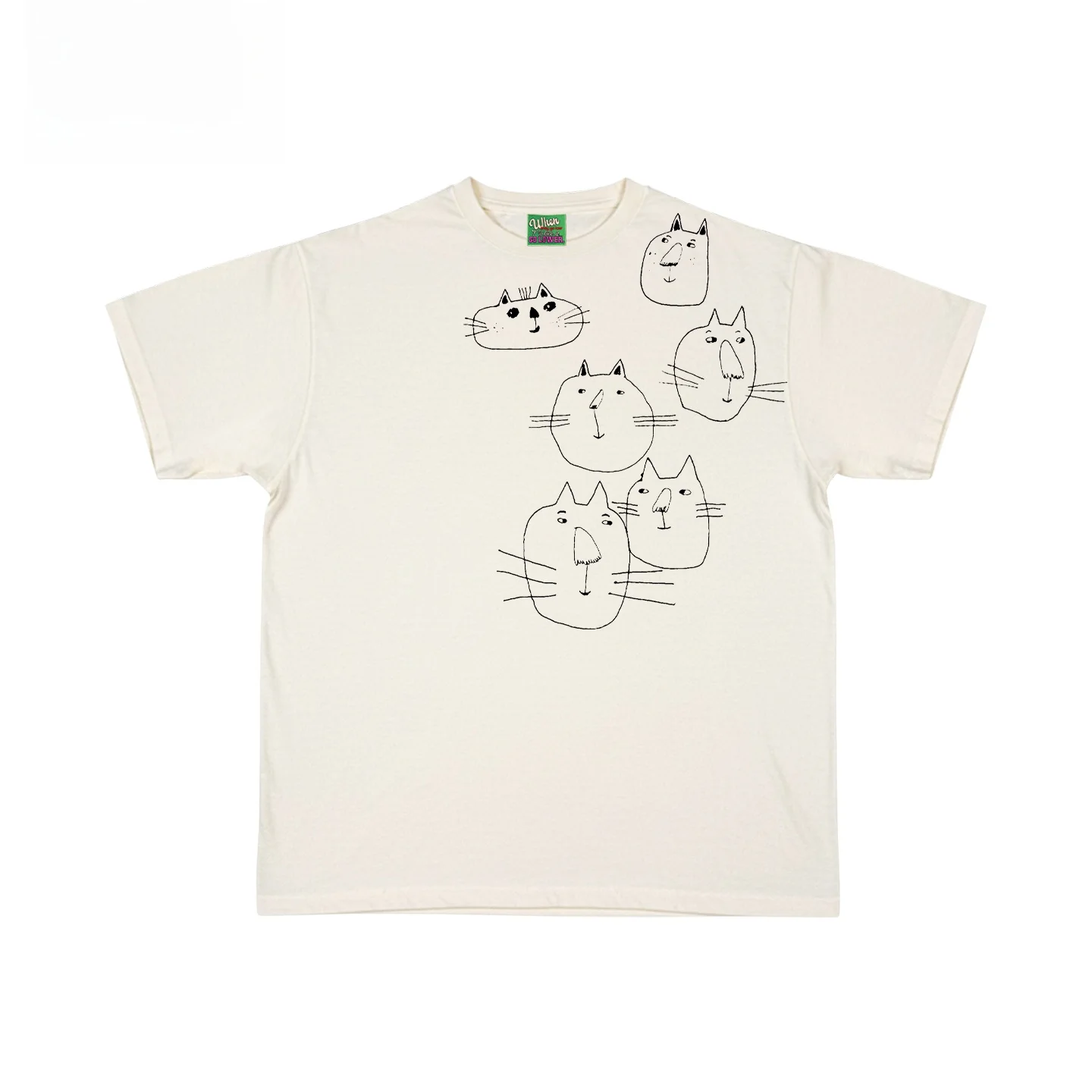 

Washed out Graffiti Line Draft Short T-Shirt Trendy Subculture Luxury Style JHYQ Vintage Feel Fashionable Top