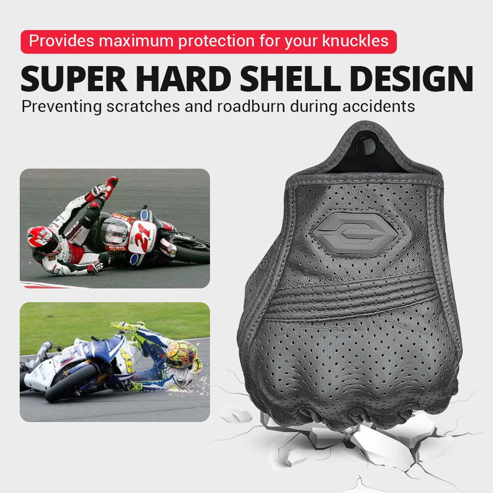 Guantes de cuero para motocicleta, guantes de Motocross para hombre, equipo de motocicleta, guantes de protección deportiva para ciclista, guantes de moto transpirables