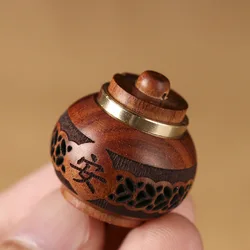 Natural Wood Perfume Bottle Incense Expanding Mini Sandalwood Portable Sealed Jar Pendant Pomander Container Medicine Pill Box