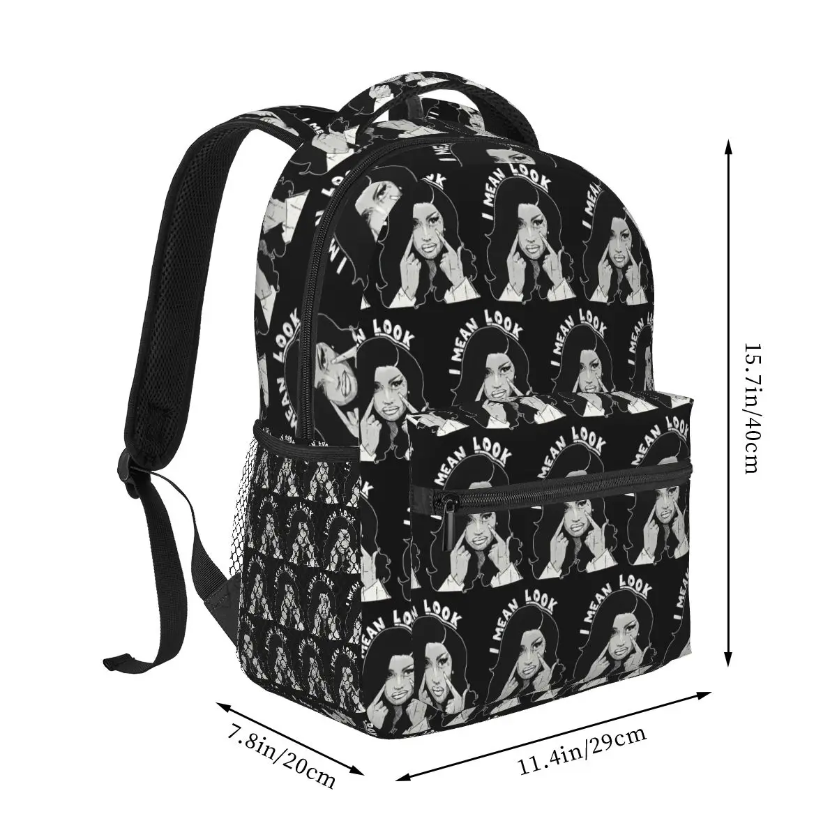 Rapper Cardi B Meme I Mean Look Graphic Backpack Student Boys Girls BookBag School Bag Computer Shoulder Bags for Men Women
