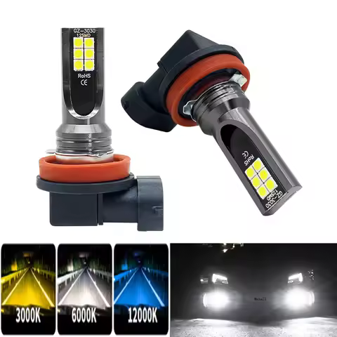 2Pcs H8 H11 LED Bulb H16JP 9005 HB3 9006 HB4 Led Lamp Super Bright Car Fog Lights Day Driving Running Light 12V 6000K White Blue