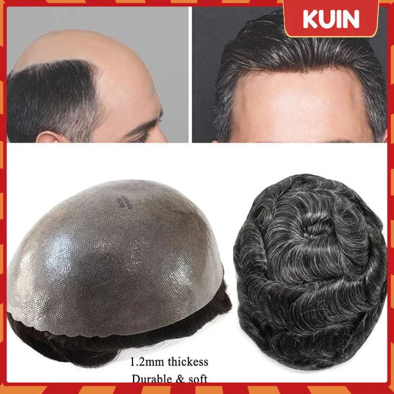 ISKIN-Toupet Durable pour Homme, Prothèse Capillaire en PU, Postiche Homme, Perruque Douce 0.12 Cheveux Humains, Système de Remplacement de Cheveux Naturels, 100% mm