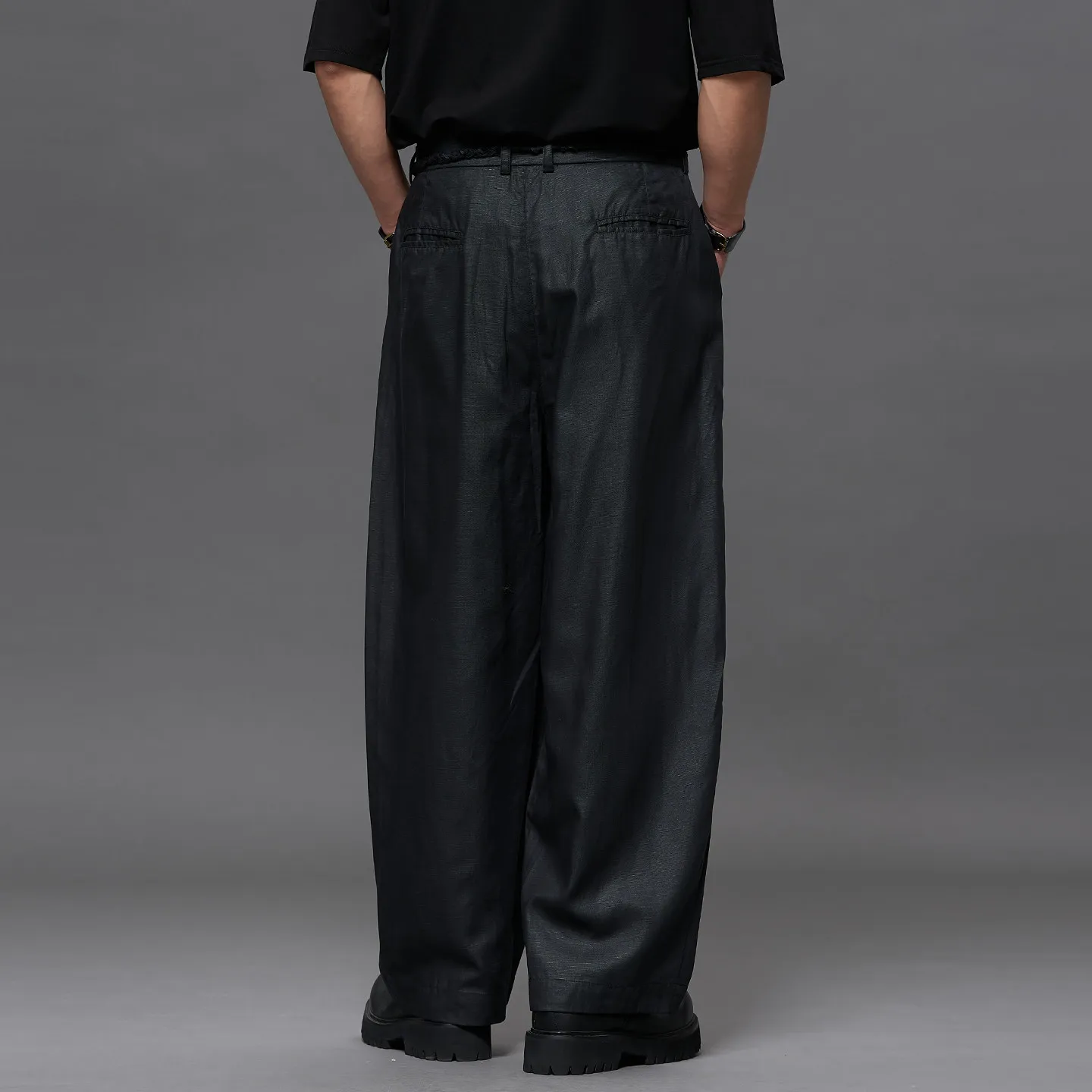 Quality Linen Wide-Leg Pants Japanese-Style Retro Casual Old Money Style Loose Men's Bloomers