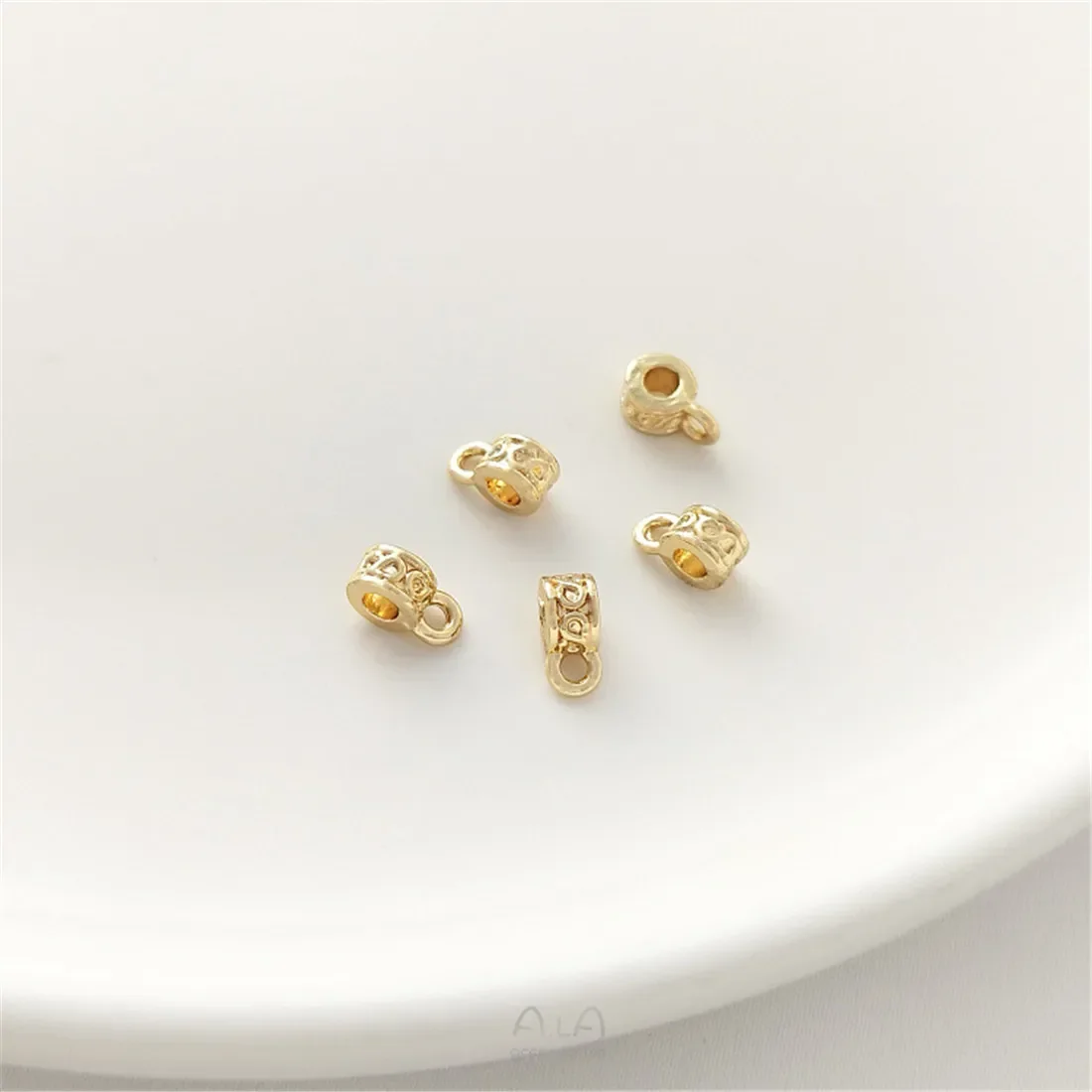 Cuentas de cubo de oro de 14K y 4mm con cuentas separadas, anillos colgantes, accesorios colgantes hechos a mano, pulsera de perlas DIY, Material de joyería