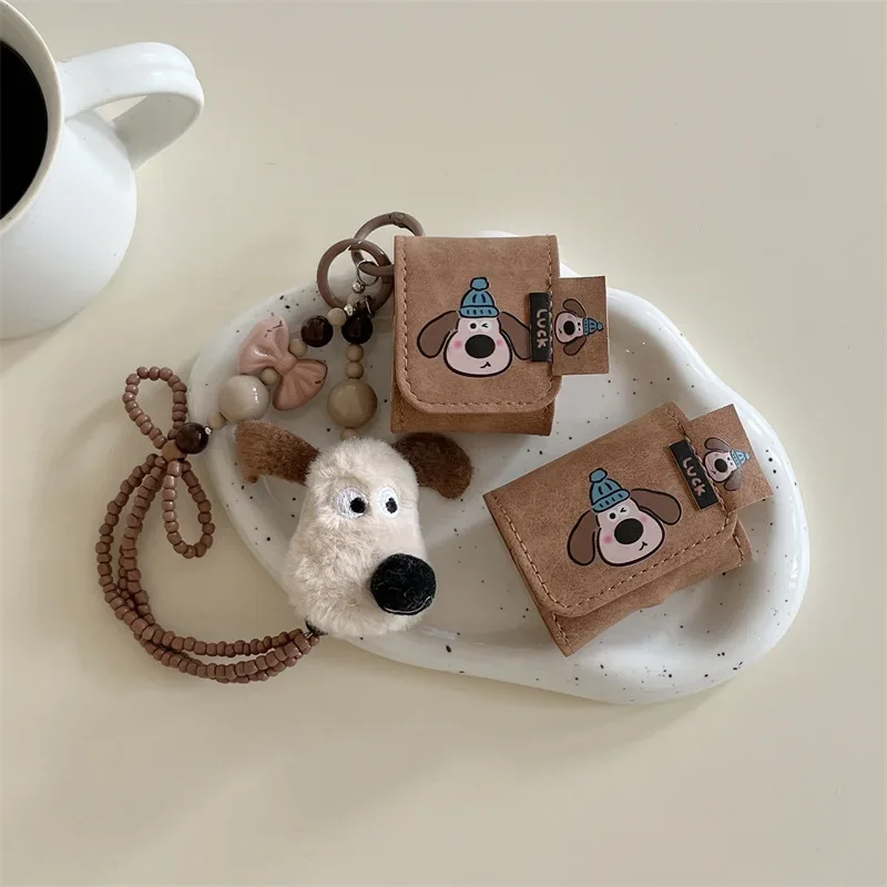 

Cute Cartoon Dog Pendant Case for AirPods 4 Airpod 1 2 3 Pro Pro2 Bluetooth Earbuds Charging Box Protective Earphone Case Cover