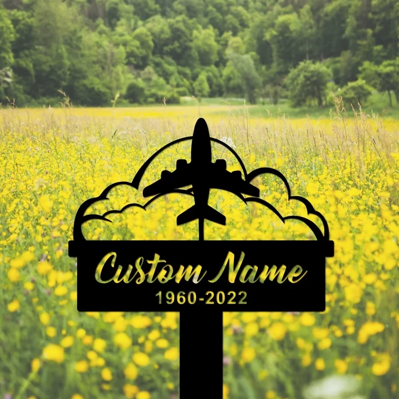 

1pc airplane date New customized name Iron Wall Signs Metal Plate Signs For Garden Decor