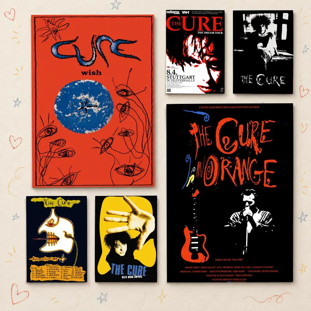 Band T-The Cure Poster HD PP Waterproof Wall Decor for Living Room Bedroom Gaming Room Cafe Unique Gift