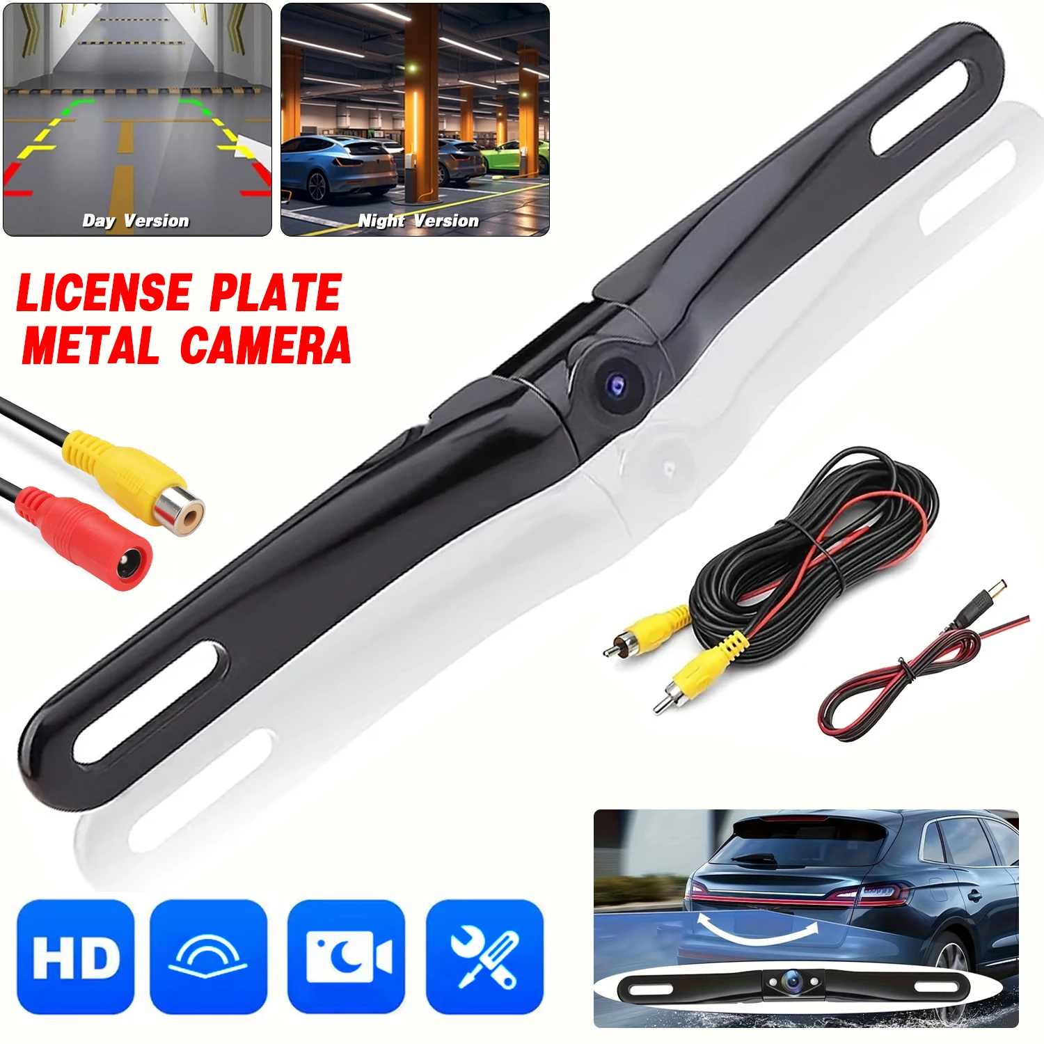 

Car Backup Camera, License Plate Camera Rear Camera, HD Night Vision Rear View Camera with Adjustable Angle, Wide View Angle, Re