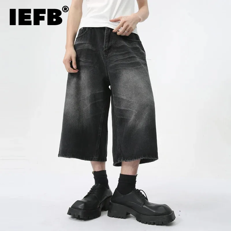 

IEFB Calf-Length Pants High Street Straight Men Jeans Summer New Fashion Men's Clothing American Style Denim Shorts 9C5970