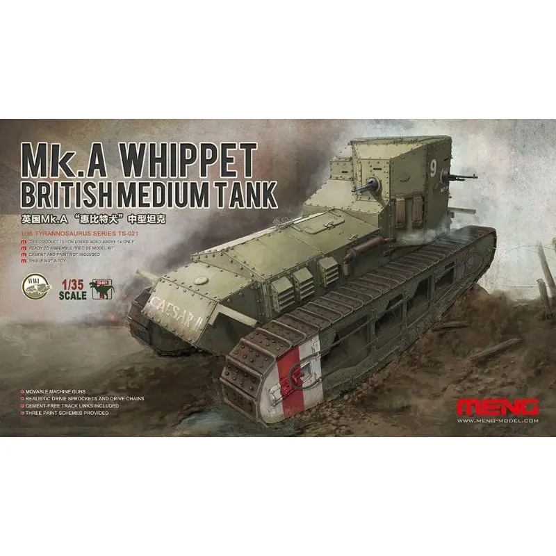 

Meng TS-021 1/35 Scale British Medium Tank Mk.A Whippet Assembly plastics model kit