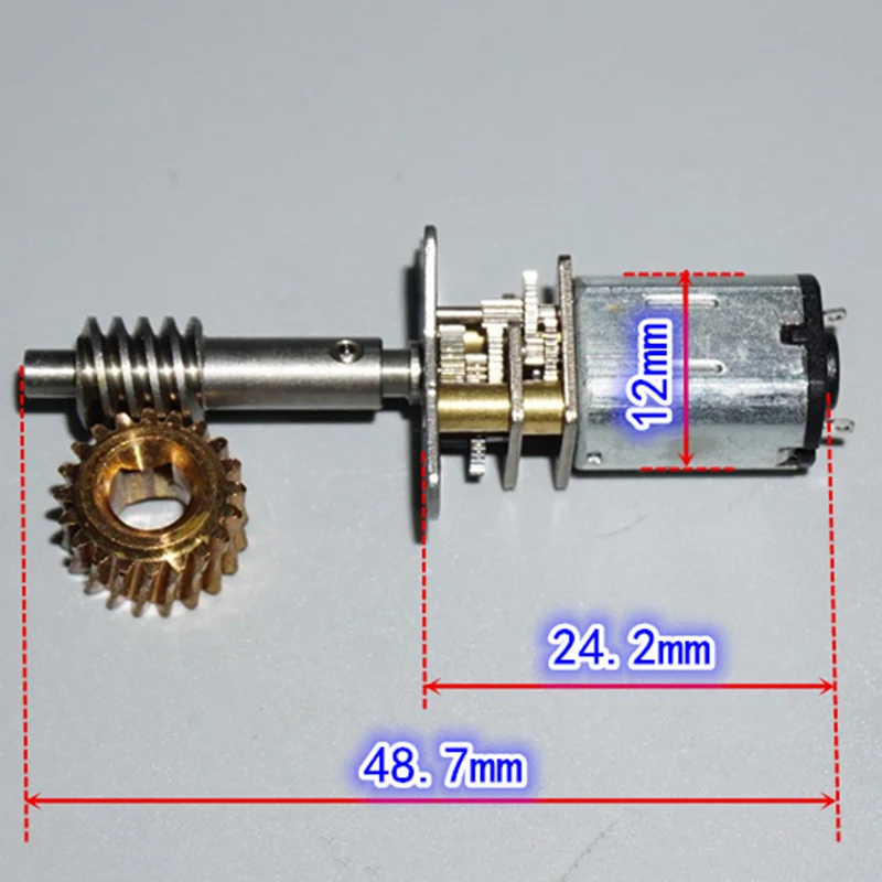 N20 تيار مستمر 3 فولت 5 فولت 6 فولت 62 دورة في الدقيقة محرك علبة التروس المعدنية الكاملة طويلة برغي رمح دودة والعتاد لنموذج طائرة
