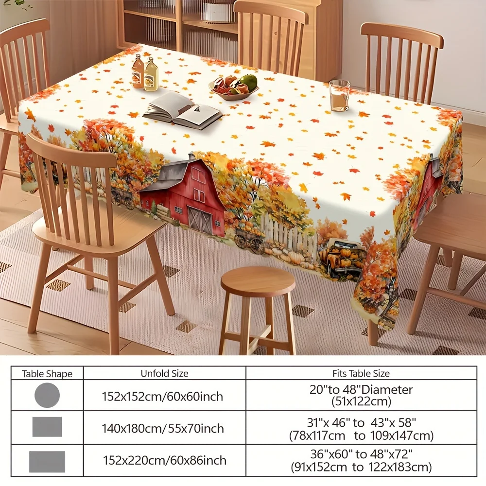 Pumpkin leaf tablecloth, red farm theme, harvest theme, pumpkin truck, suitable for themed parties.PMJ
