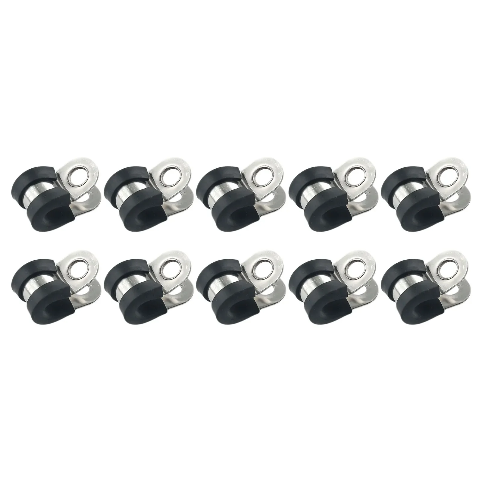 10PCS Gummi Gefüttert P Klemme Edelstahl R-typ Rohr Clips Kabel Montage Fix Befestigungen Rohr Halterung Hardware armaturen
