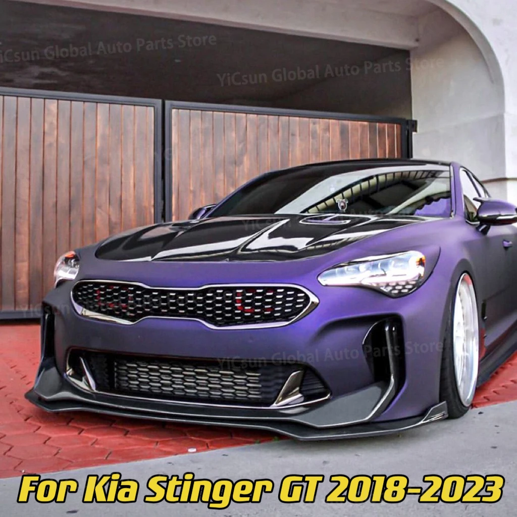 

Сплиттер для переднего бампера автомобиля Kia Stinger GT 2018-2023, спойлер для губ, диффузор, защита корпуса, тюнинг, ABS, черный, карбоновый