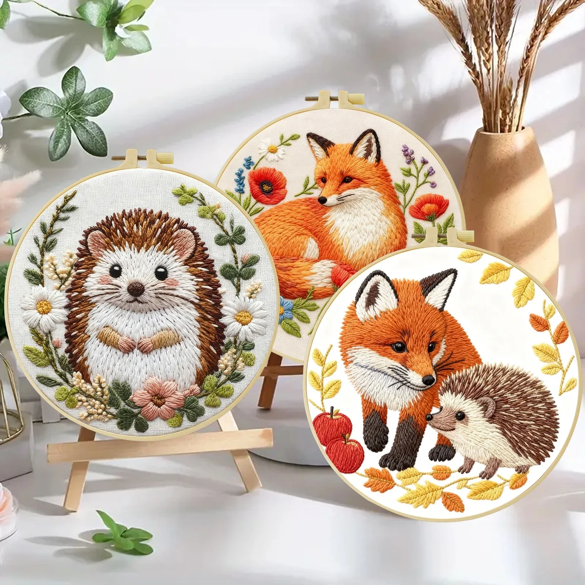 3-teiliges DIY-Stickmaterial-Set für Anfänger, inklusive Nadeln, Fäden, Stick-Starter-Kit, Kreuzstich-Kunst als Geschenk – Detail 3