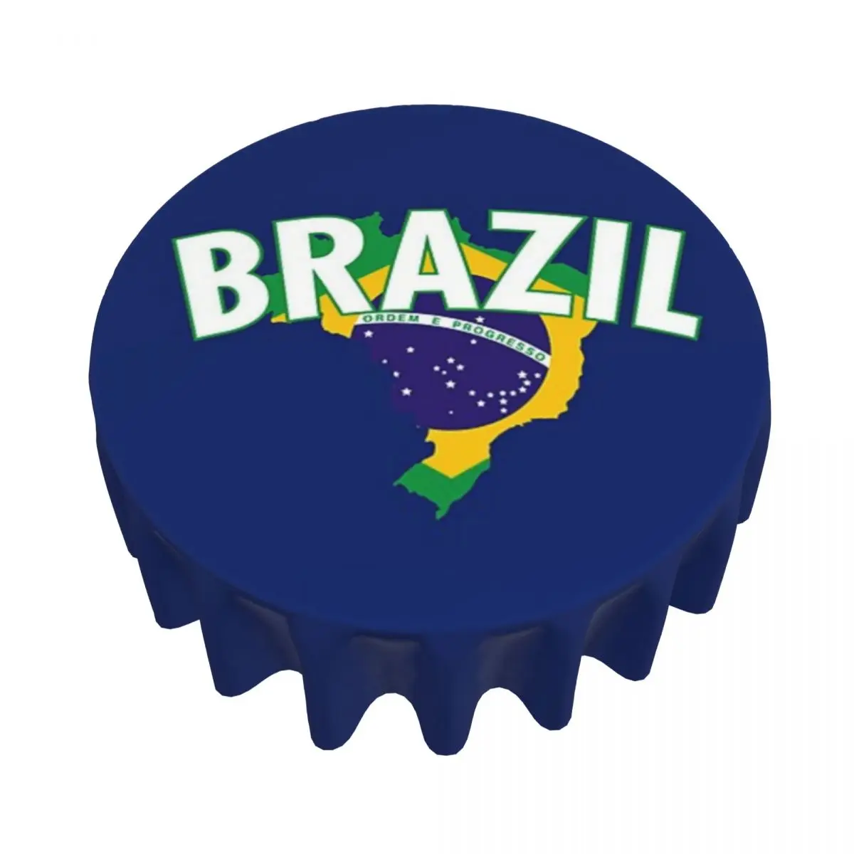 Brazil National Flag Waterproof Round Tablecloth Oilproof Table Cloth for Kitchen Events Dining Table Cover 60 inch