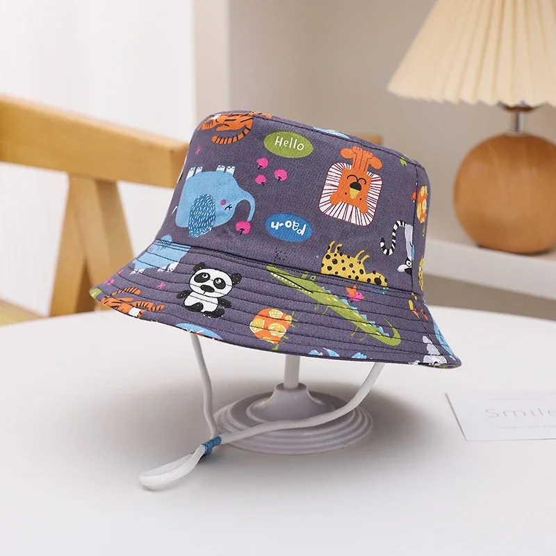New Panama Summer Baby Sun Hat for Girls and Boys Beach Sun Cap Outdoor Children Bucket Hat Cartoon Autumn Kids Fisherman\'s Cap