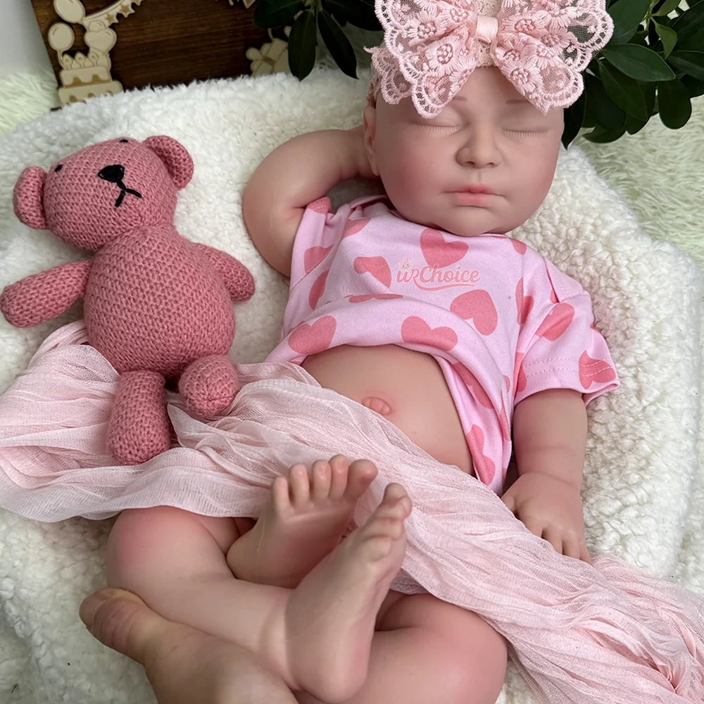 22 "มือวาดซิลิโคน Reborn ตุ๊กตาเด็กทารกเหมือนจริง Full Body Platinum ทารกแรกเกิด Bebe สาวสําหรับสะสมของขวัญและงานศิลปะ DIY