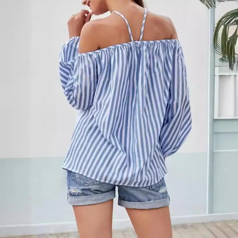 

Женский полосатый топ на одно плечо Slim Fit Long Sve из полиэфирного волокна, деформируемый топ, осенний модный повседневный эле