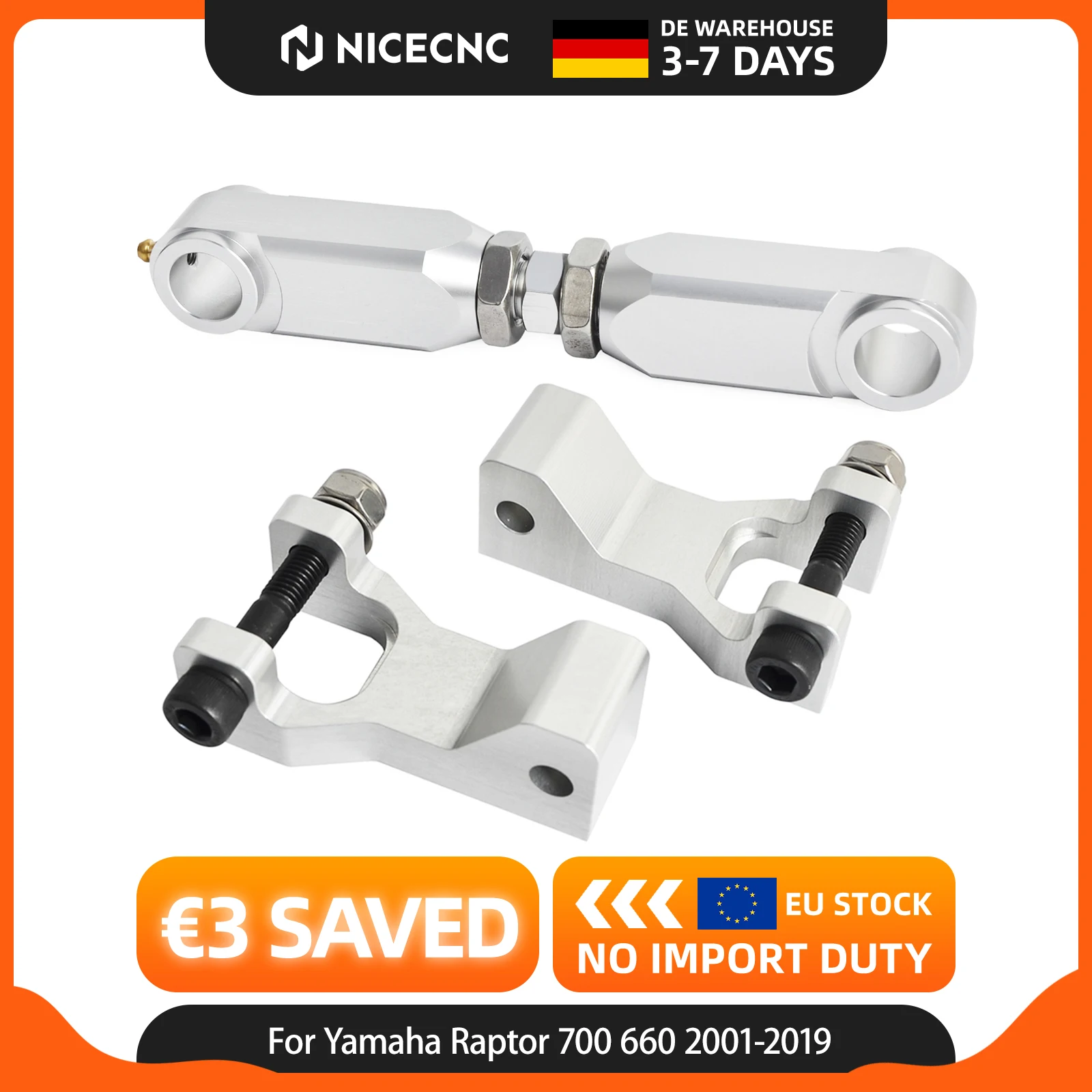 Image of (EU-Lager) NICECNC Tieferlegungskit vorne und hinten für Yamaha Raptor 700 700R, passend für Yamaha Raptor 660 660R 2001-2019, ATV-Zubehör