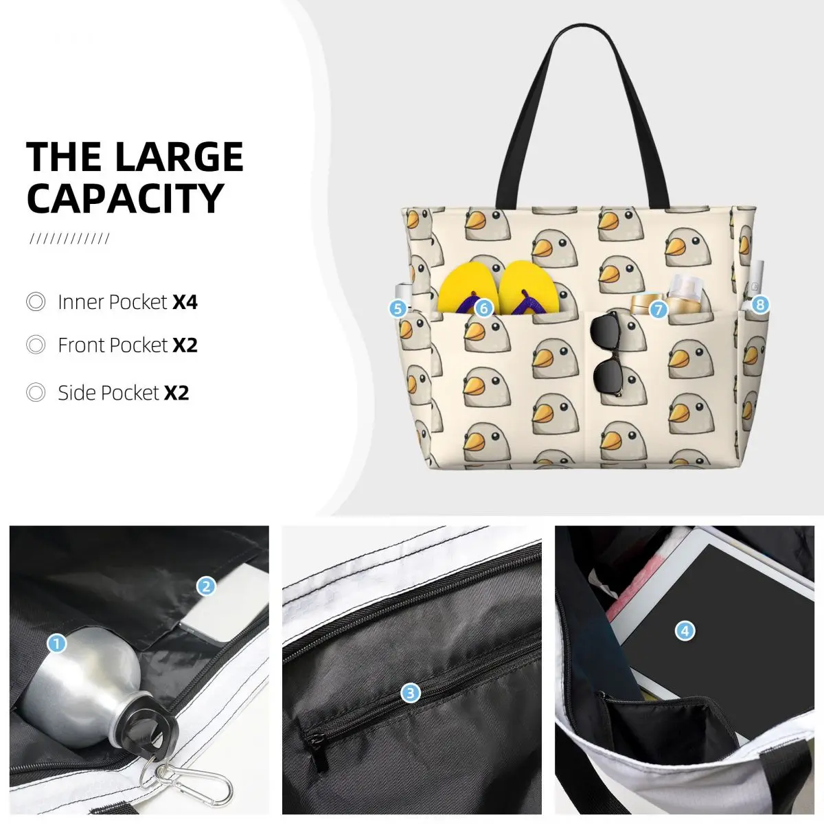 Bird Whatsapp Beach Travel Bag, Tote Bag Popular Practical Sports Shoulder Bag Multi-Style Pattern