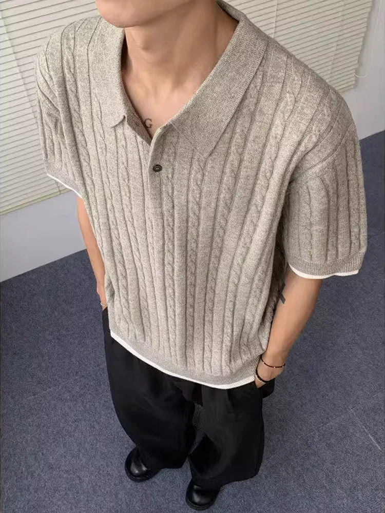 

Men's Knitted irt Summer Cleanfit Premium ort Sve T-irt oulder Pads Breathable Casual Faion Brand