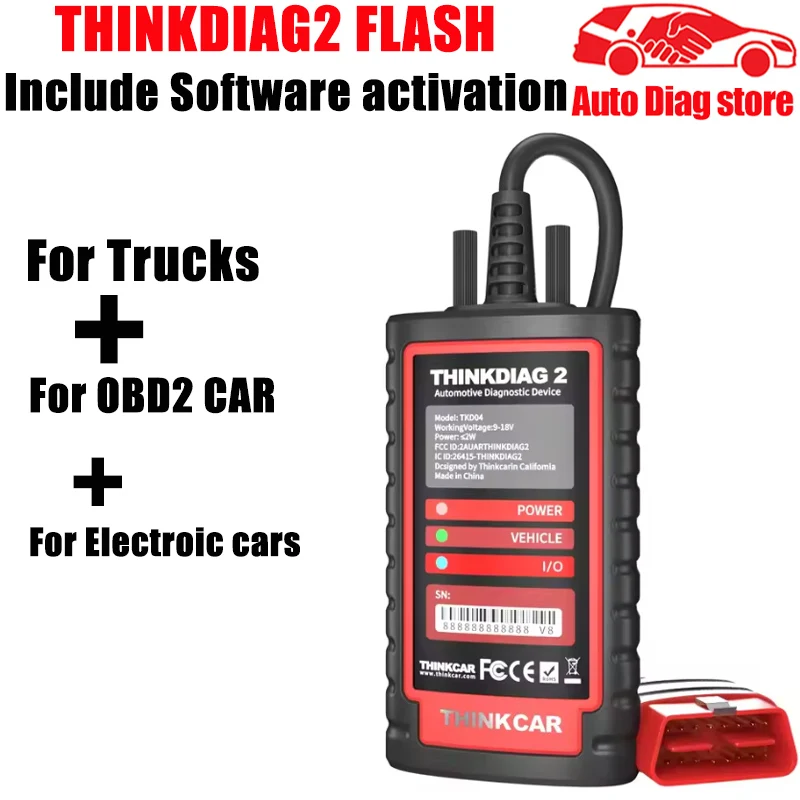 THINKCAR Thinkdiag 2 All System Support CAN FD Protocols OBD2 Auto Diagnostic Tool Full Car Manufacture Brands 15 Reset For DZ