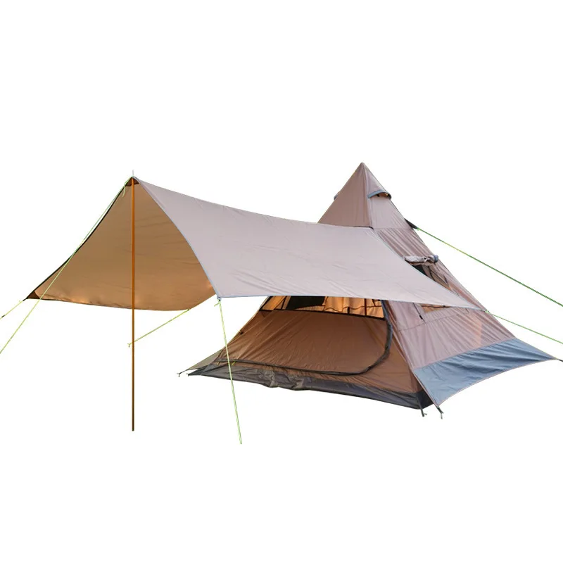 Outdoor camping pyramid tent Indian 3-4 people camping folding canopy windproof UV camping tent