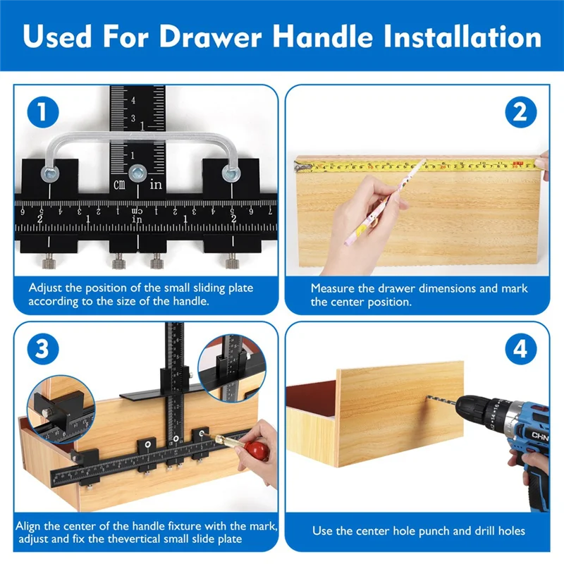 ETRT Aluminum Cabinet Hardware Jig,Punch Locator Drill Guide,Wood Drilling Dowelling Guide For Installation Of Handles Knobs Dur