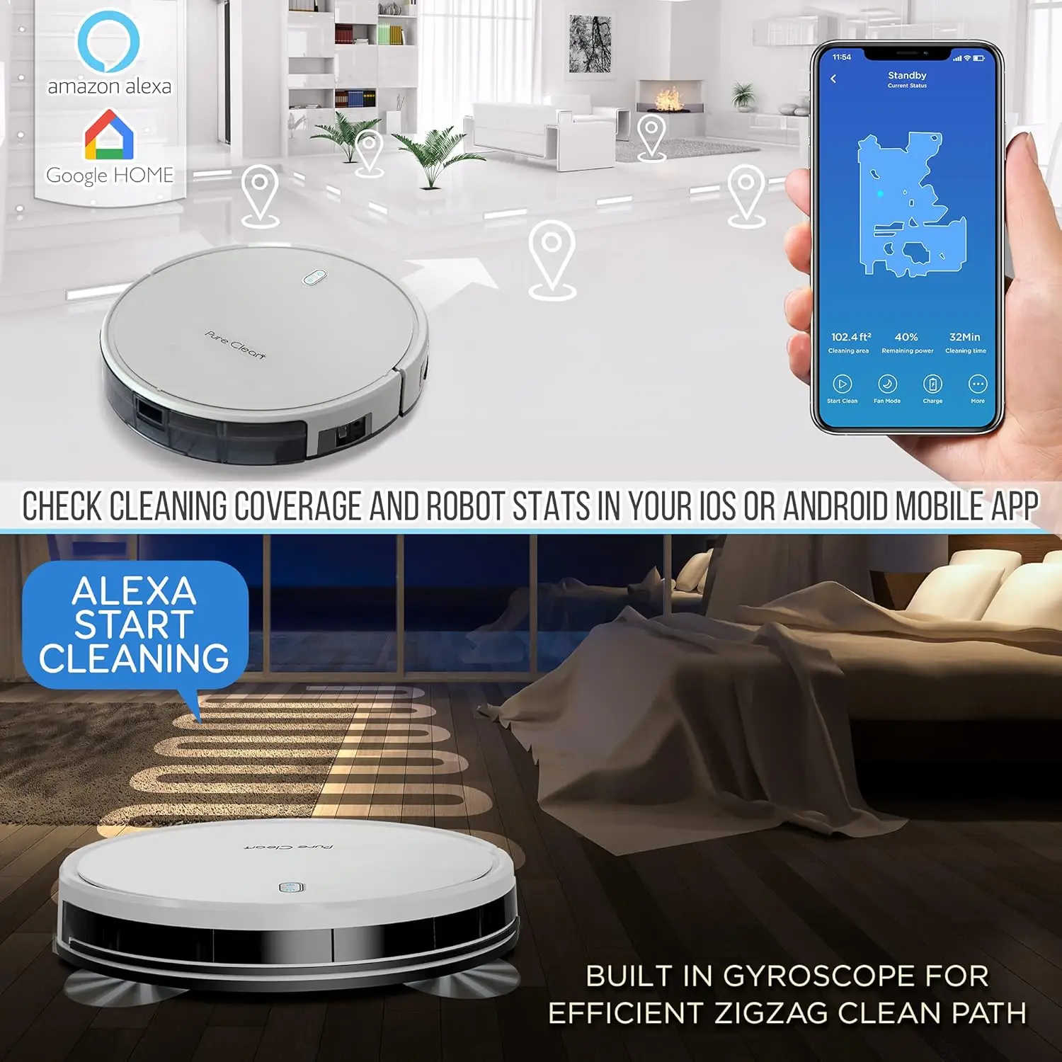 Combo Robotic Floor Cleaner Machine Automatic Cleaning Robo Vac Mopping