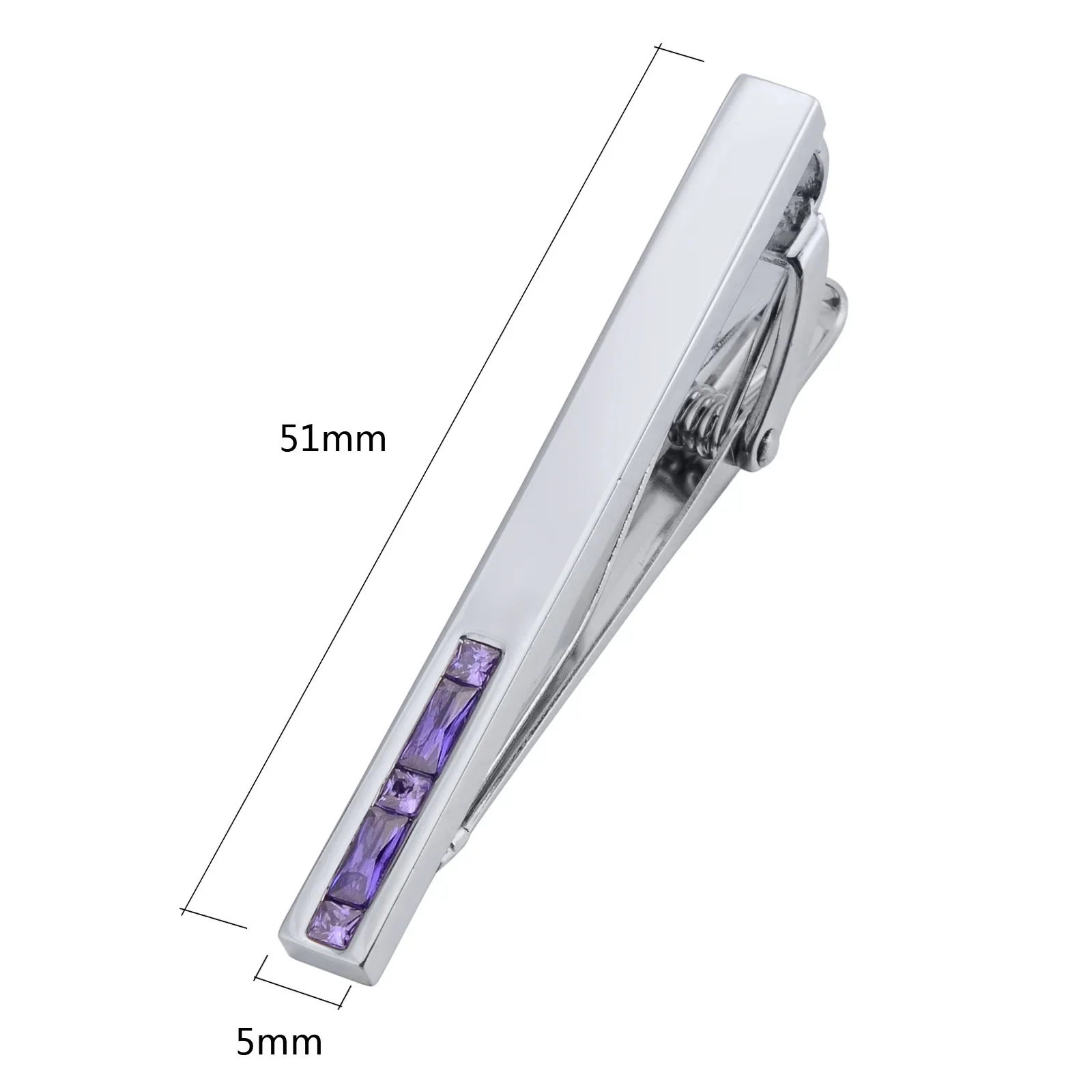 

High end mirror faced zircon necktie clip with purple black, red and white crystal necktie clip for men and women, exquisite nec