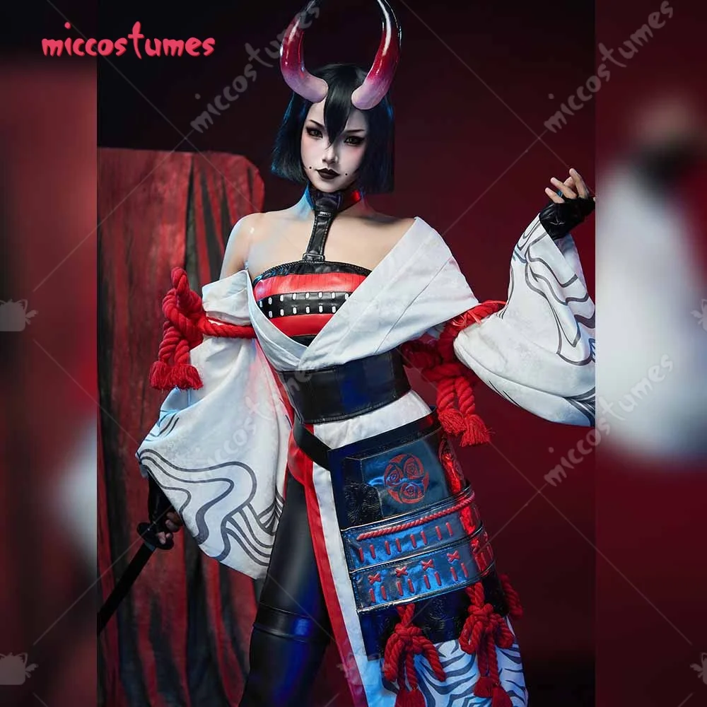 أزياء Miccostumes النسائية الليلية التأثيرية أزياء ملحمة مع كيمونو ودرع أزياء الهالوين التأثيرية